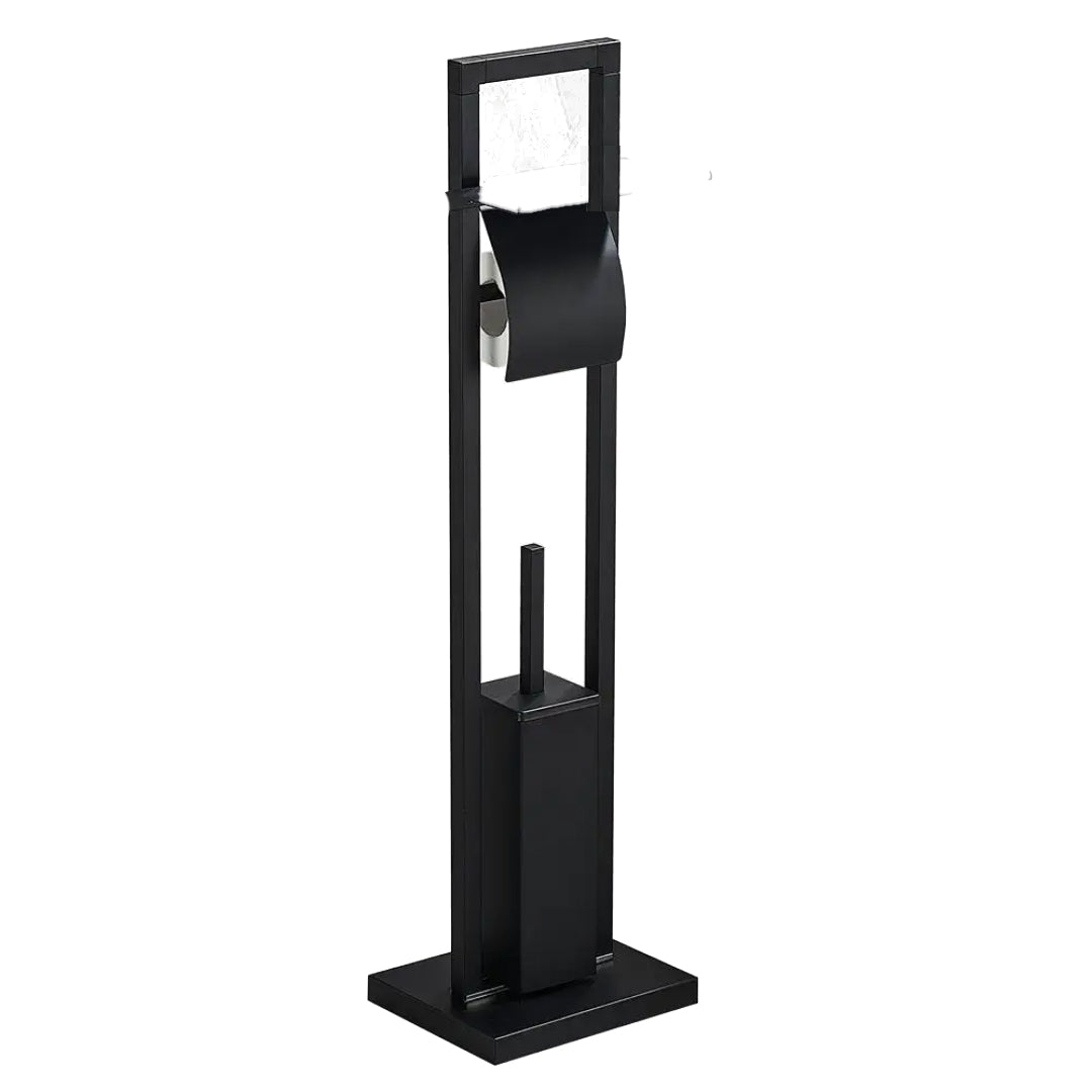 ستاند فرشاة حمام مع حمالة ورق تواليت اسود