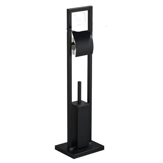 ستاند فرشاة حمام مع حمالة ورق تواليت اسود