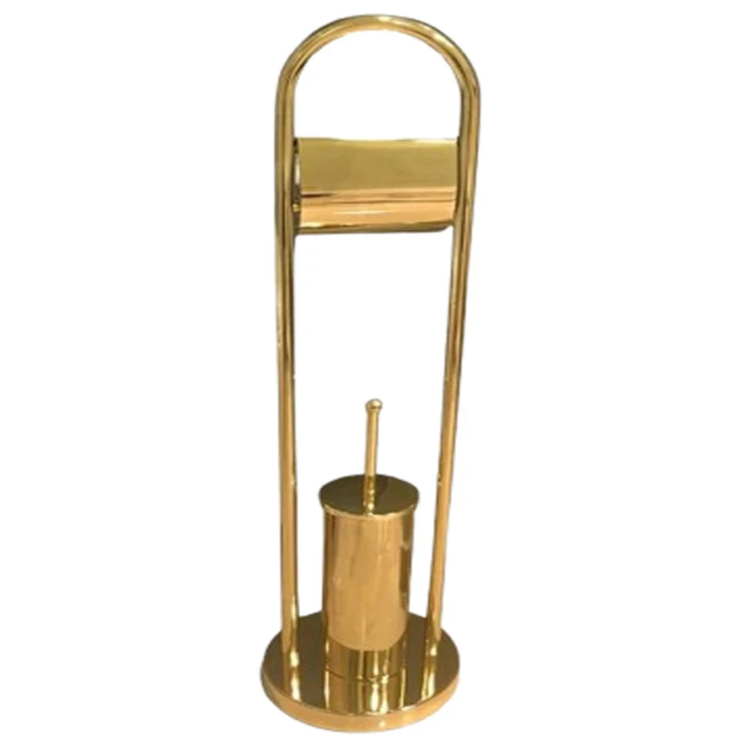 ستاند فرشاة حمام مع ورق تواليت ذهبي