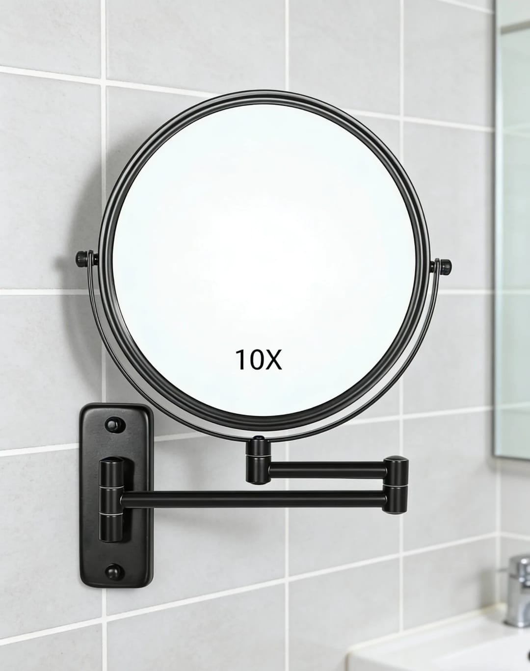 مرآة مكبرة اسود قطر 20 سم