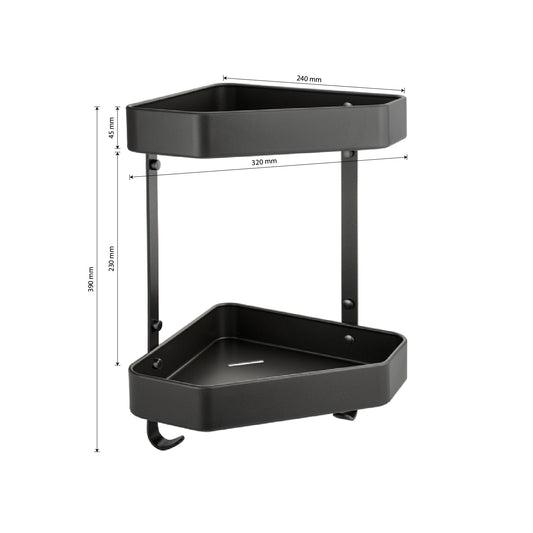 رف حمام زاوية اسود المنيوم