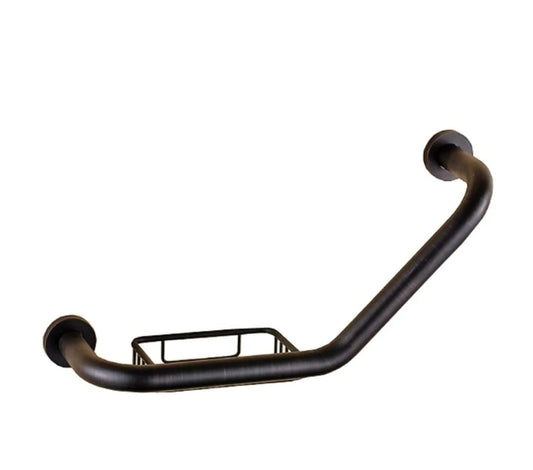 مقبض حمام منحني مع شبك صابون اسود